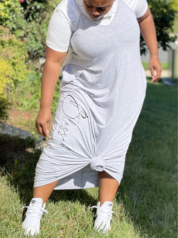 “BLESSED" MAXI DRESS | HEATHER GREY